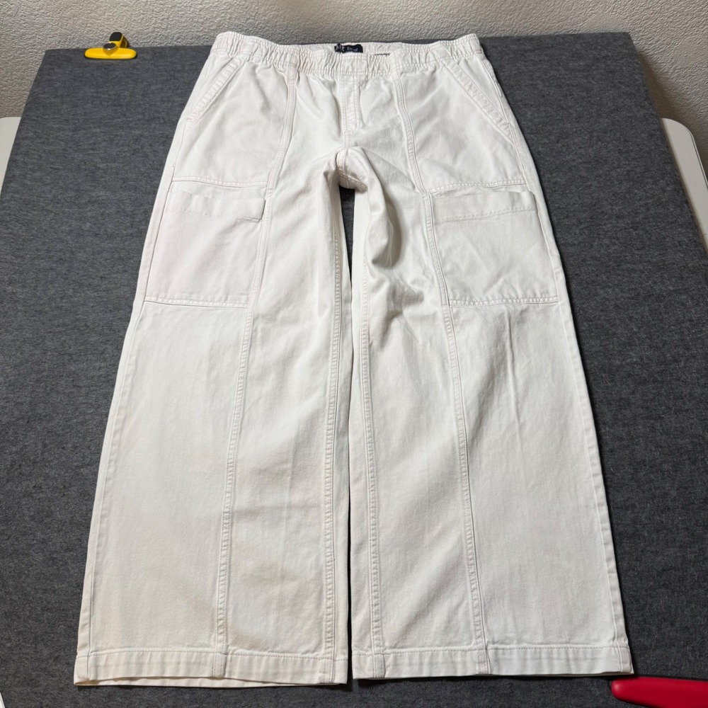Gap Denim Womens XL High Rise Wide Leg Pull On Utility Pants Light Pink Cotton